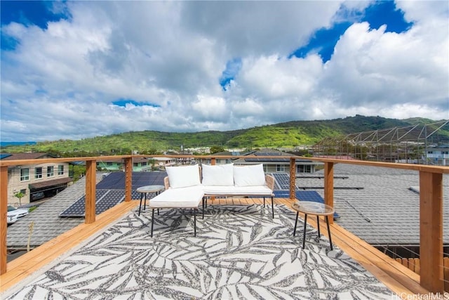 deck featuring a mountain view