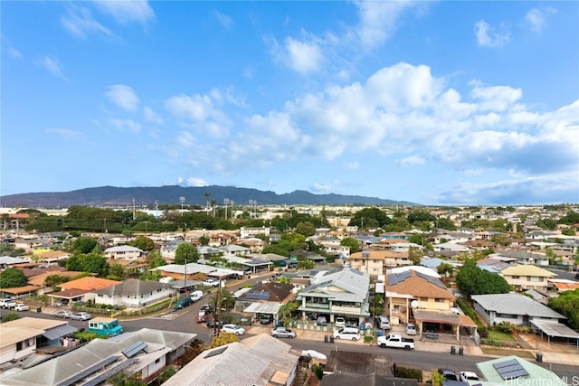 aerial view featuring a residential view and a mountain view