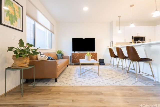 living room featuring light wood-type flooring