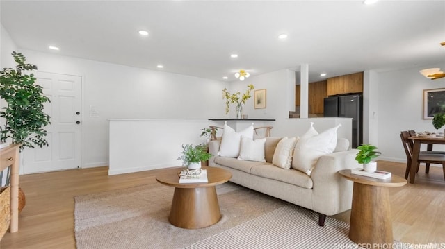 living room featuring light wood-type flooring