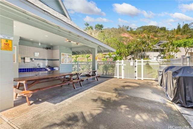 view of patio featuring area for grilling