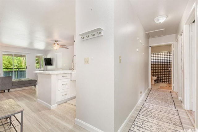 hallway featuring light hardwood / wood-style flooring