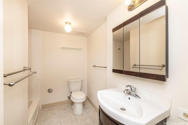 full bathroom with vanity, toilet, and shower / bath combination