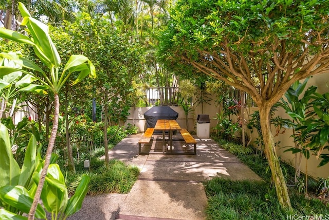 view of community featuring a patio area