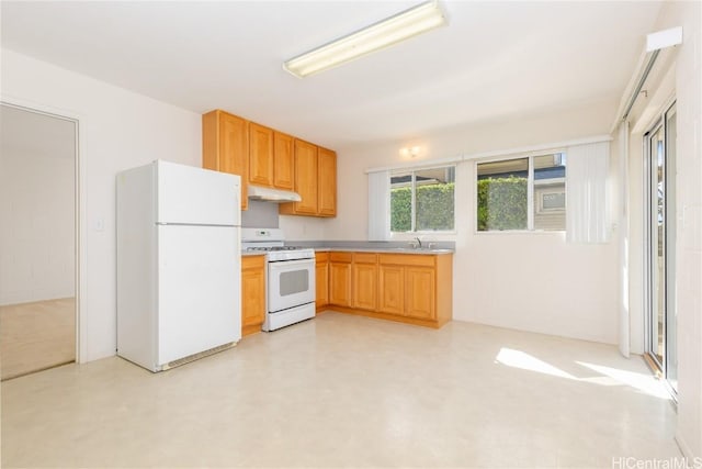 kitchen with sink and white appliances