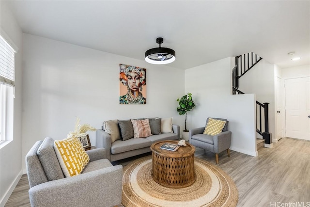 living room featuring light hardwood / wood-style floors