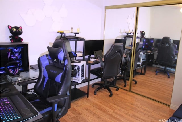 home office featuring wood-type flooring