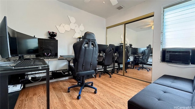 98-271 Kaonohi St Unit H2, Aiea, HI 96701 - office area with cooling unit, hardwood / wood-style flooring, and ceiling fan