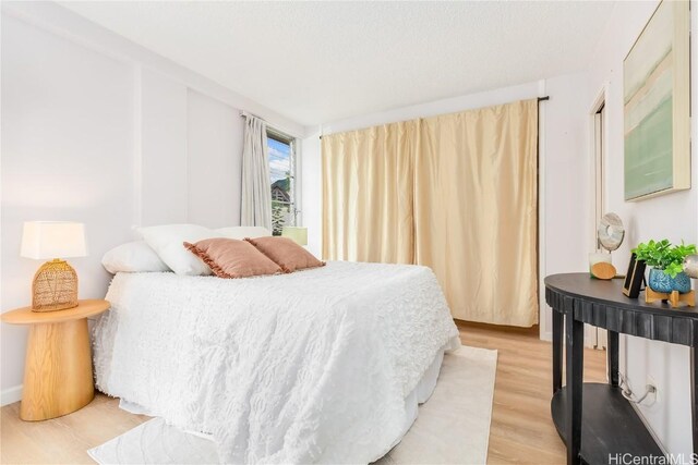 bedroom with light hardwood / wood-style flooring