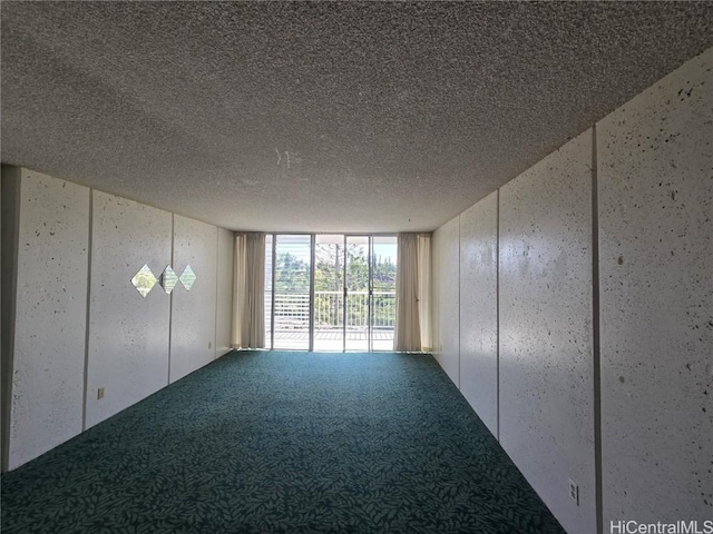 carpeted spare room with a textured ceiling