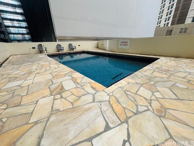 view of pool featuring a patio