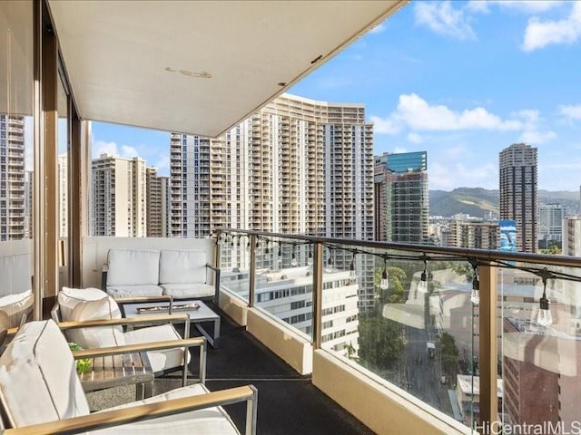 balcony with a mountain view