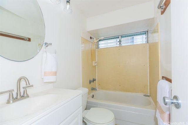 full bathroom featuring vanity, toilet, and shower / washtub combination