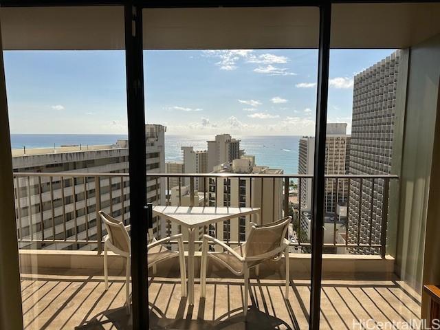 balcony with a water view