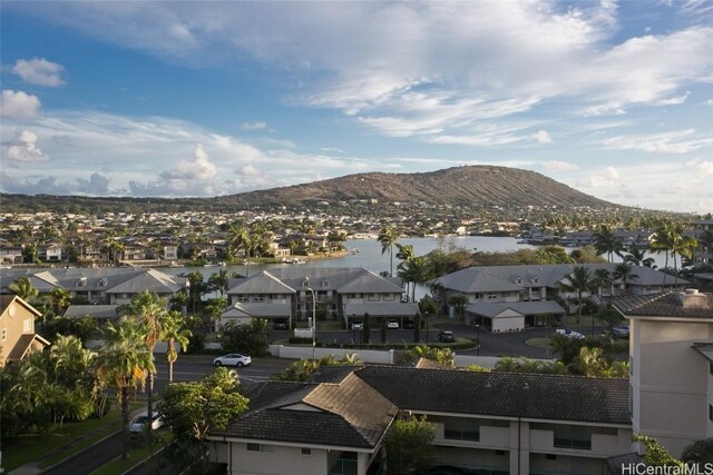 drone / aerial view with a mountain view