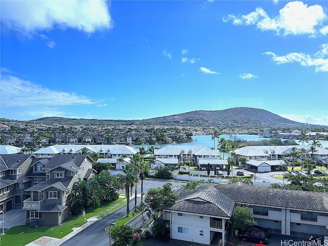 property view of mountains with a residential view