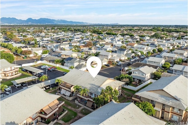 bird's eye view with a mountain view