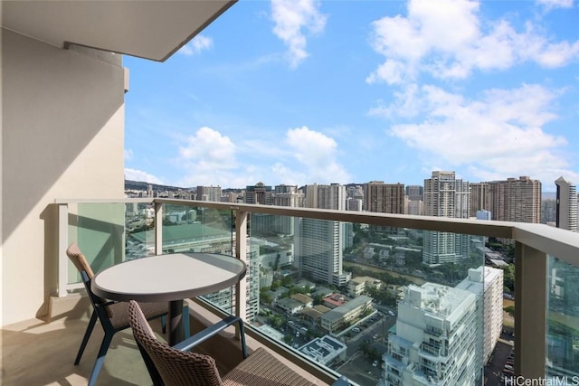 balcony with a view of city