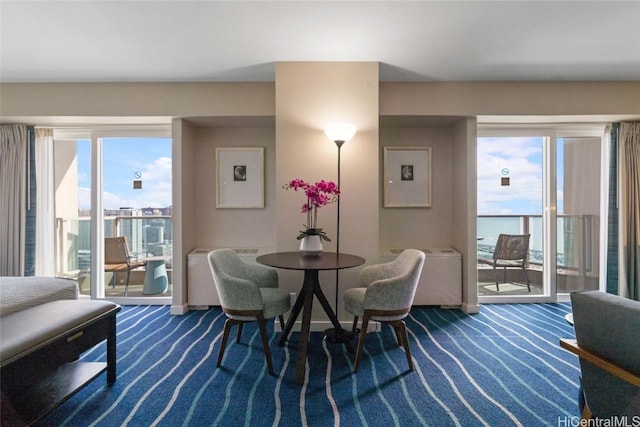 dining room with carpet floors