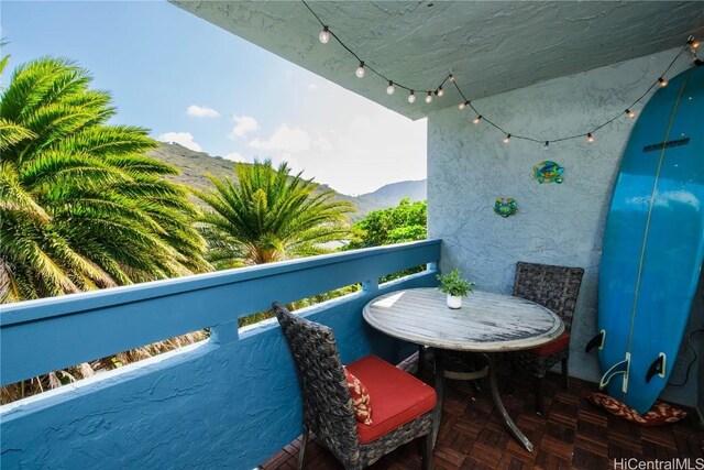 balcony with a mountain view