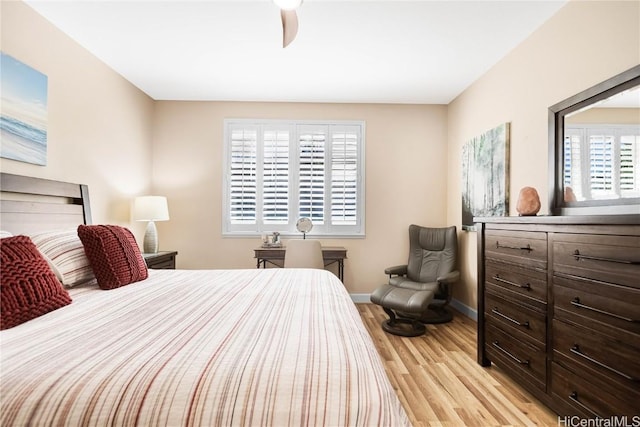 bedroom with light hardwood / wood-style floors