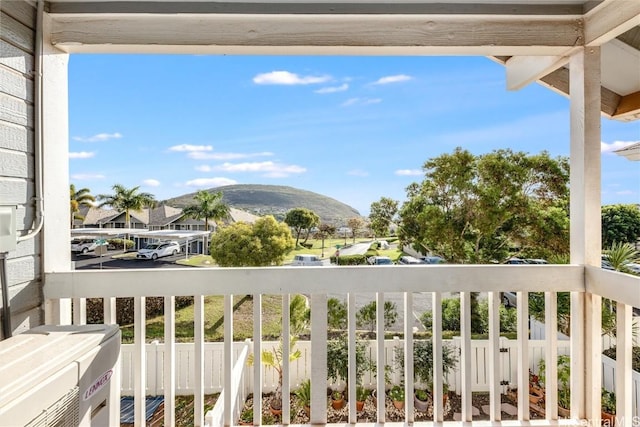 balcony with a mountain view