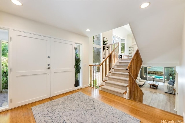 foyer featuring light wood-type flooring