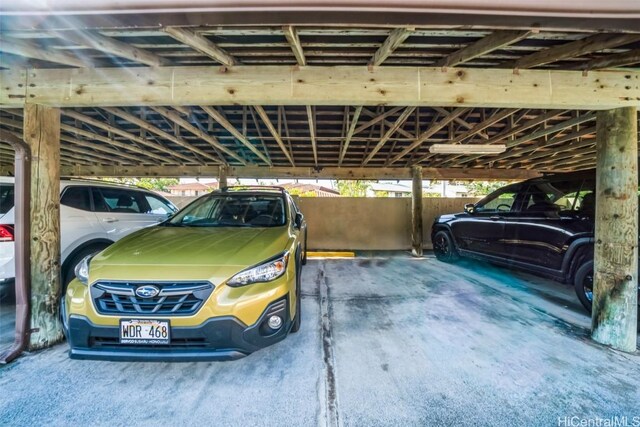 view of covered parking lot