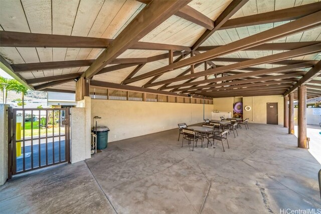 view of patio featuring outdoor dining area