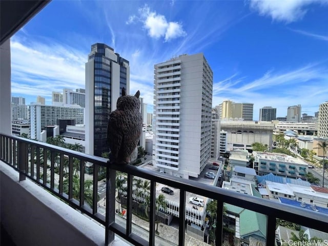 balcony featuring a view of city