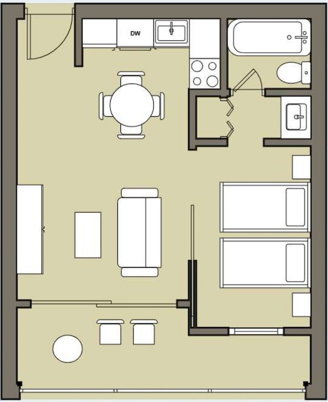 2240 Kuhio Ave Unit 1210, Honolulu, HI 96815 - view of room layout