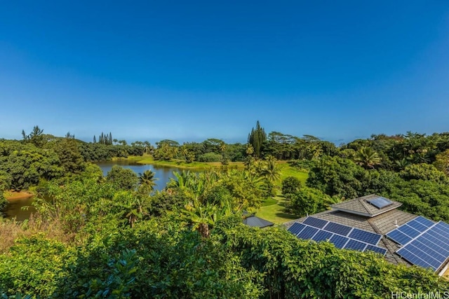 bird's eye view featuring a water view