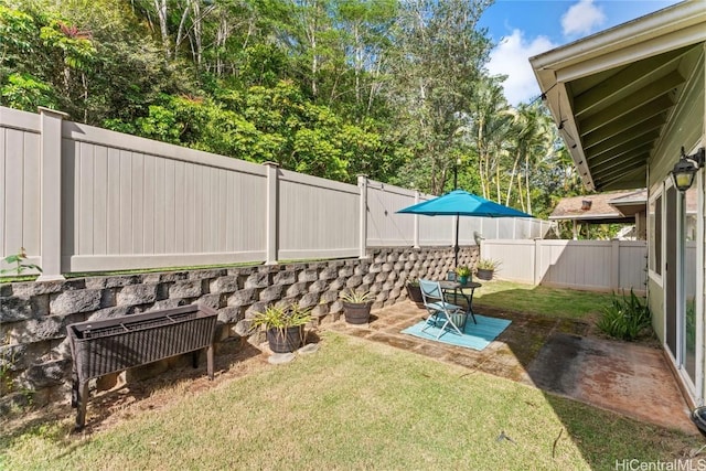 view of yard featuring a patio