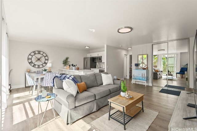 living room featuring light wood-type flooring