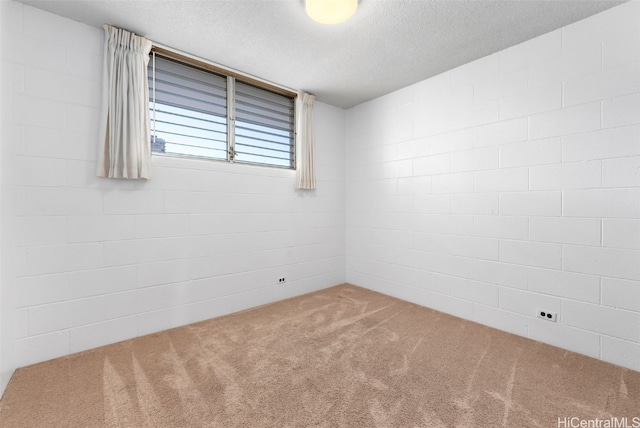 spare room with a textured ceiling and carpet floors