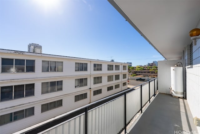 balcony featuring water heater