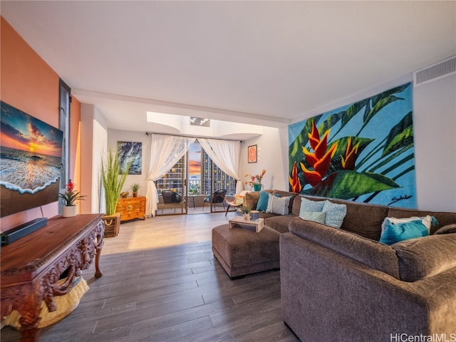 living room featuring hardwood / wood-style flooring