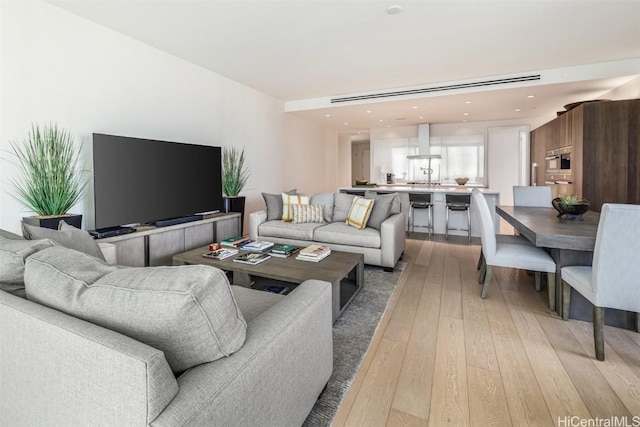 living room featuring light hardwood / wood-style flooring