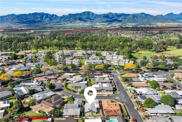 aerial view featuring a mountain view