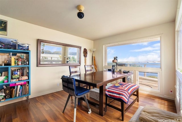 dining room with hardwood / wood-style flooring and a wealth of natural light