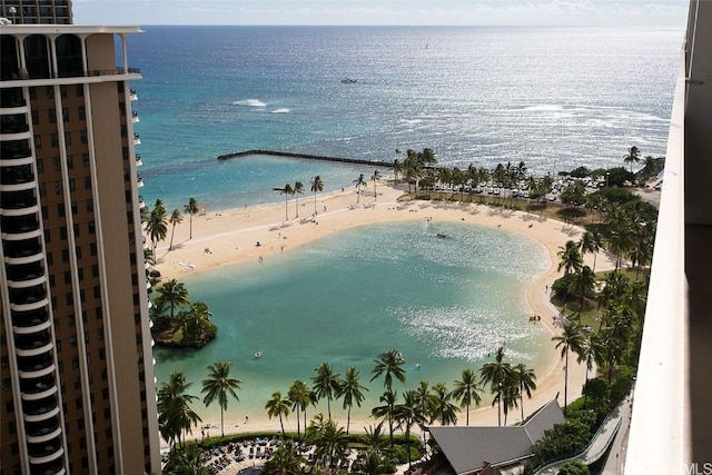 view of water feature with a view of the beach