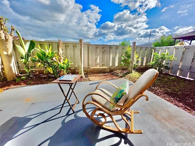 view of patio featuring a fenced backyard