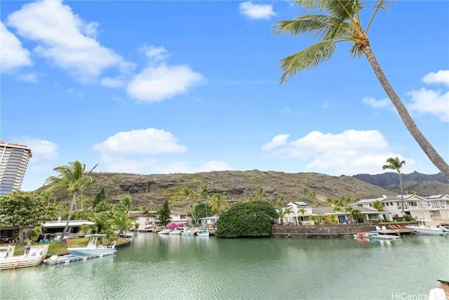 property view of water featuring a mountain view