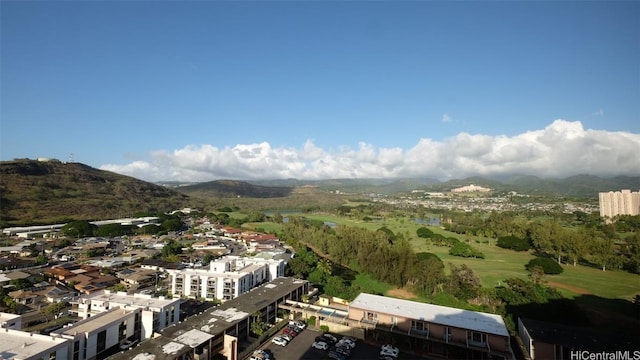 bird's eye view with a mountain view