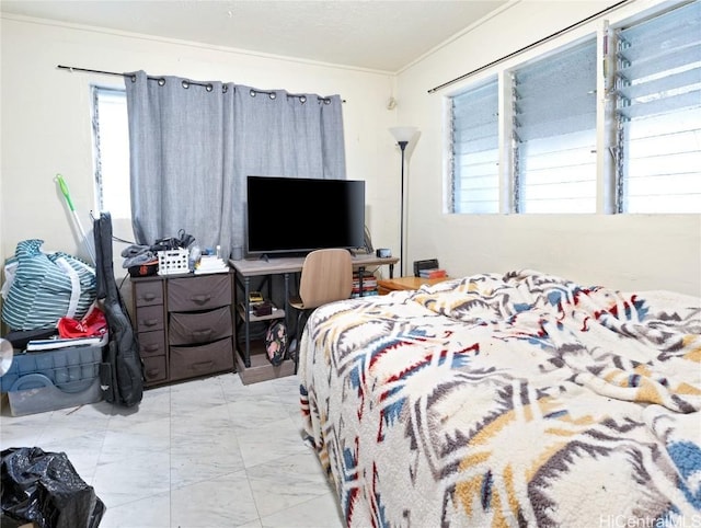 bedroom featuring ornamental molding