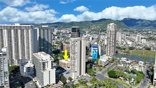 view of city featuring a water and mountain view