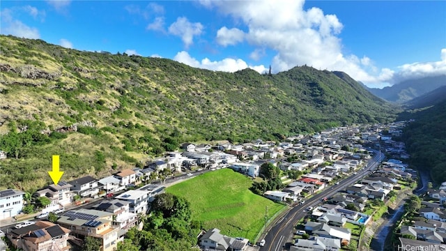 drone / aerial view with a mountain view