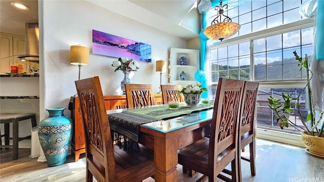 dining area featuring light hardwood / wood-style flooring