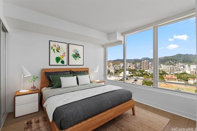 bedroom with hardwood / wood-style floors