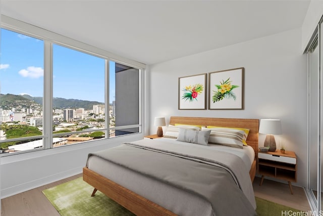 bedroom featuring hardwood / wood-style flooring